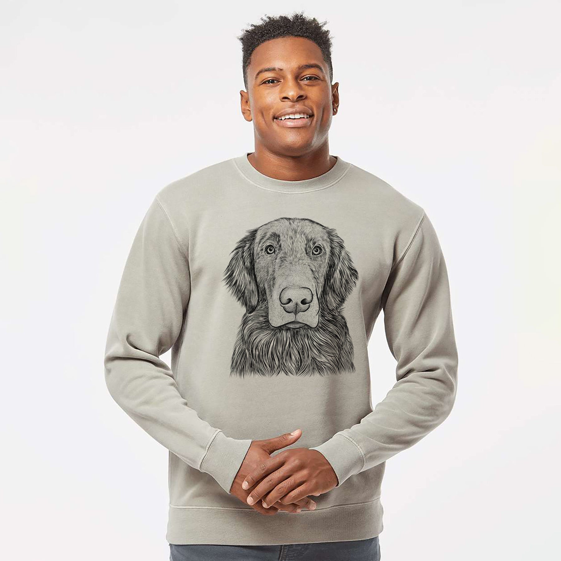 Bare Pippin the Flat Coated Retriever - Unisex Pigment Dyed Crew Sweatshirt