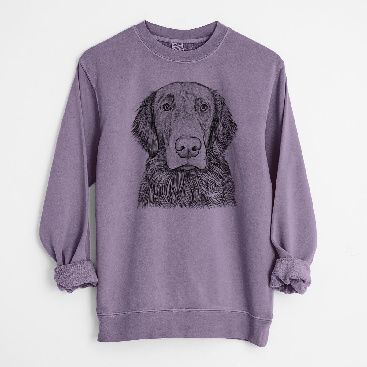 Bare Pippin the Flat Coated Retriever - Unisex Pigment Dyed Crew Sweatshirt