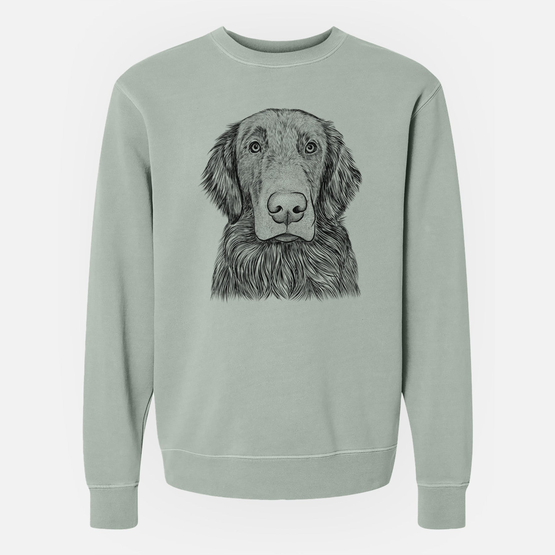 Bare Pippin the Flat Coated Retriever - Unisex Pigment Dyed Crew Sweatshirt