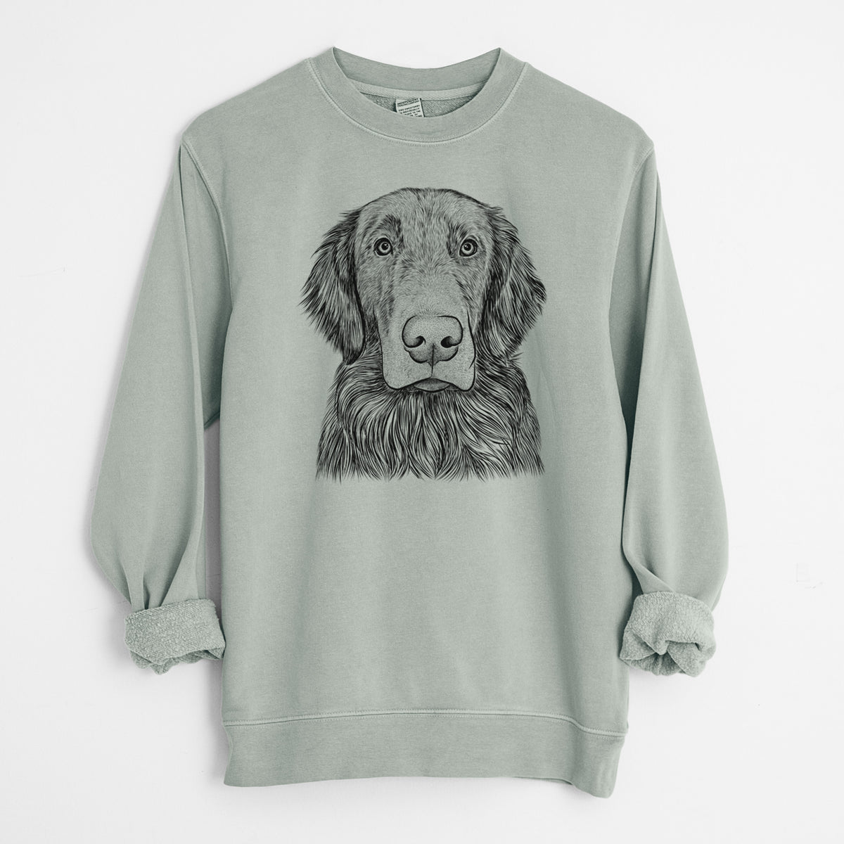 Bare Pippin the Flat Coated Retriever - Unisex Pigment Dyed Crew Sweatshirt