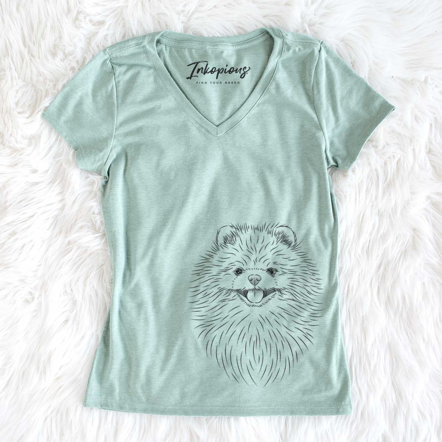 Bare Pirro the Pomeranian - Women's V-neck Shirt