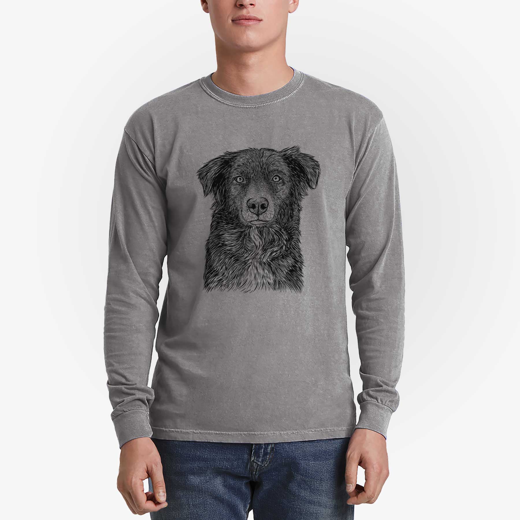 Bare Pixel the Australian Shepherd - Heavyweight 100% Cotton Long Sleeve