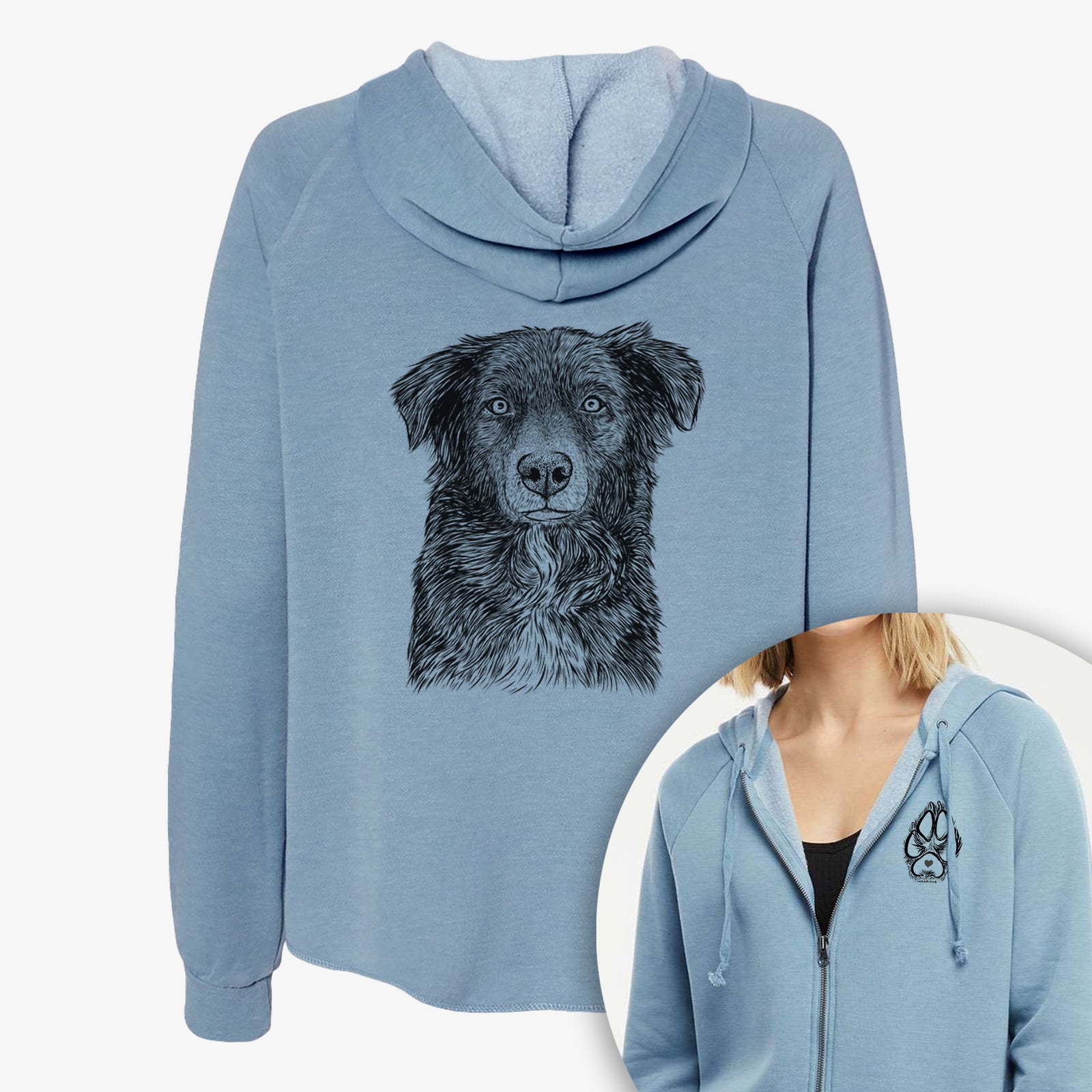 Pixel the Australian Shepherd - Women's Cali Wave Zip-Up Sweatshirt