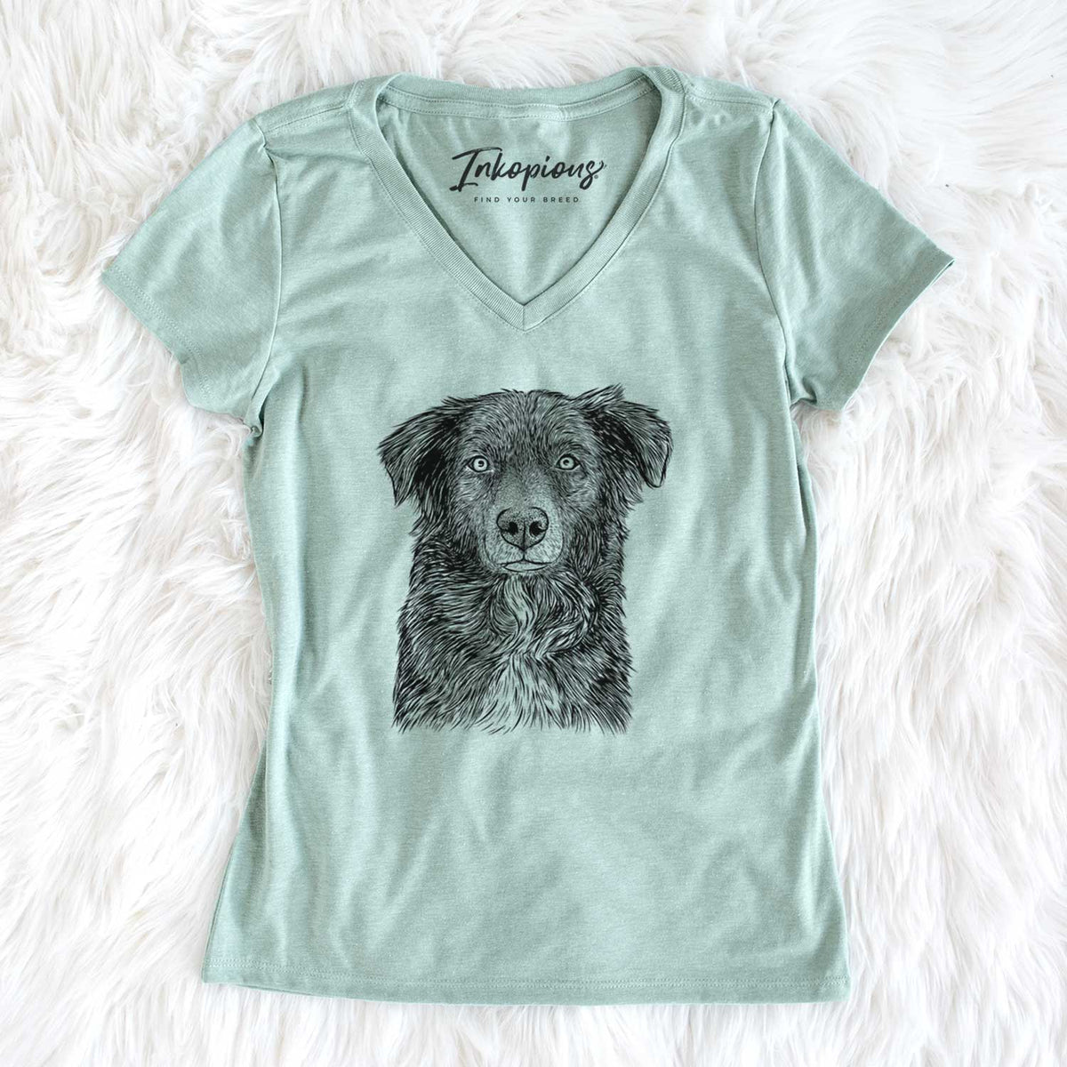 Bare Pixel the Australian Shepherd - Women&#39;s V-neck Shirt