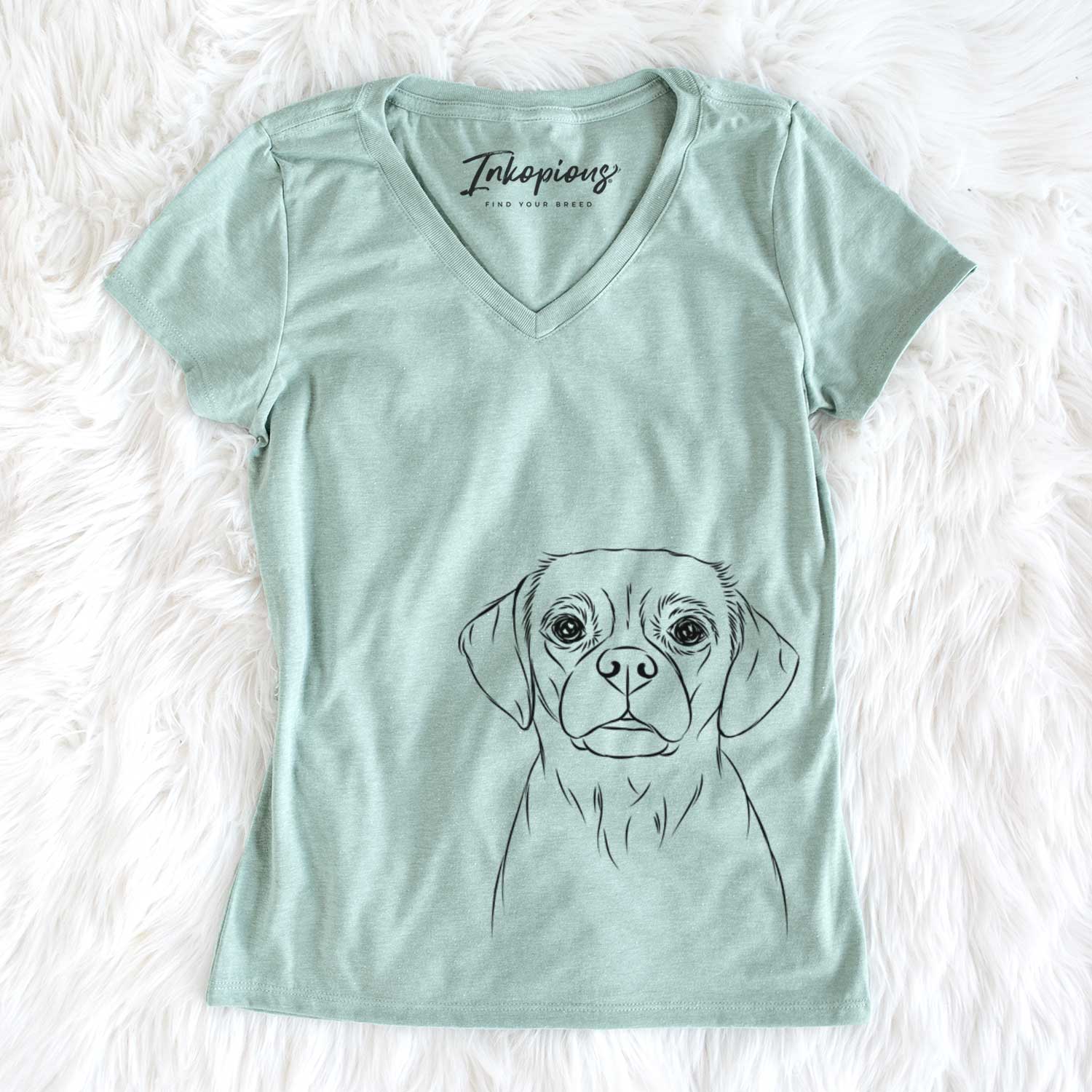 Bare Popcorn the Puggle - Women's V-neck Shirt