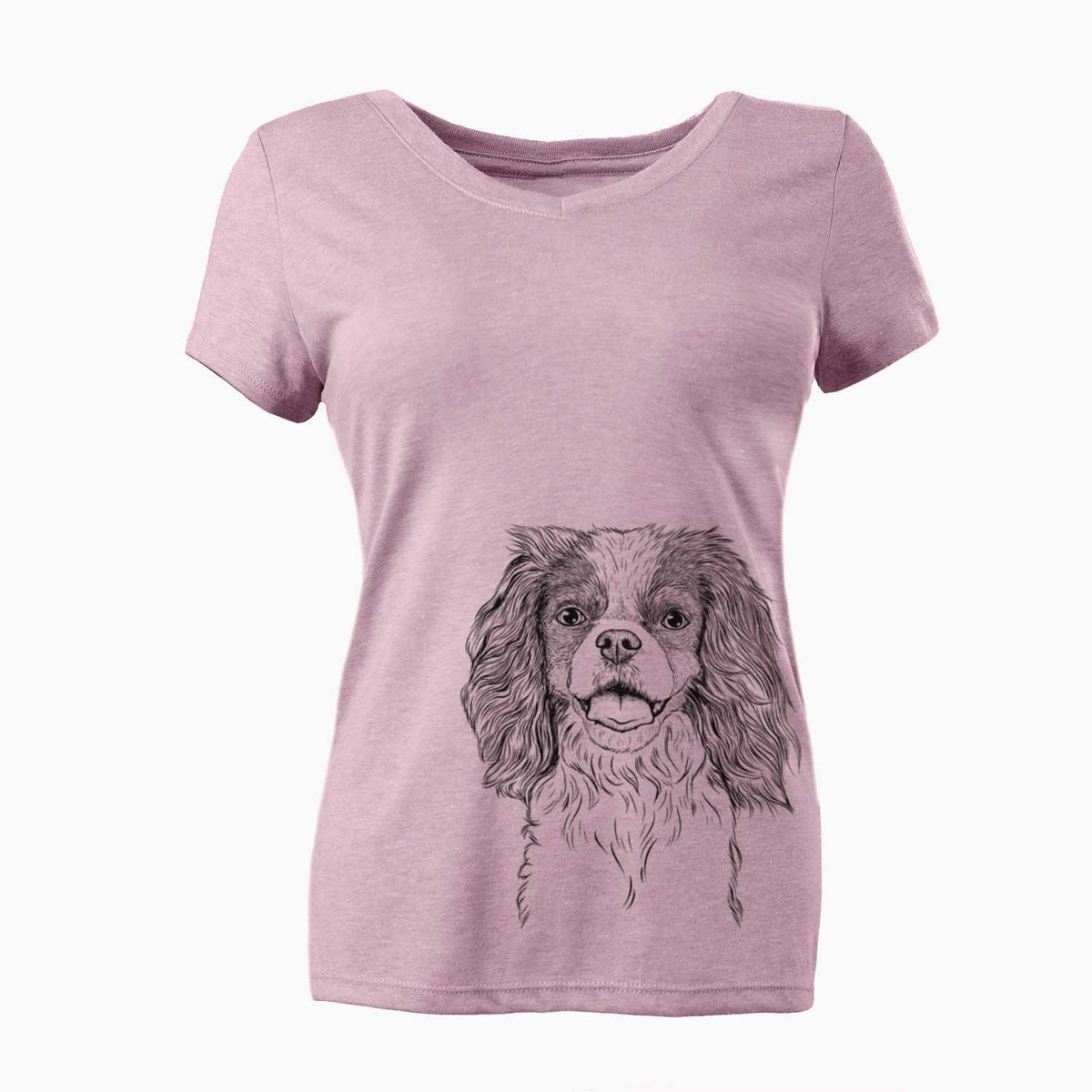 Bare Poppy the Cavalier King Charles Spaniel - Women's V-neck Shirt