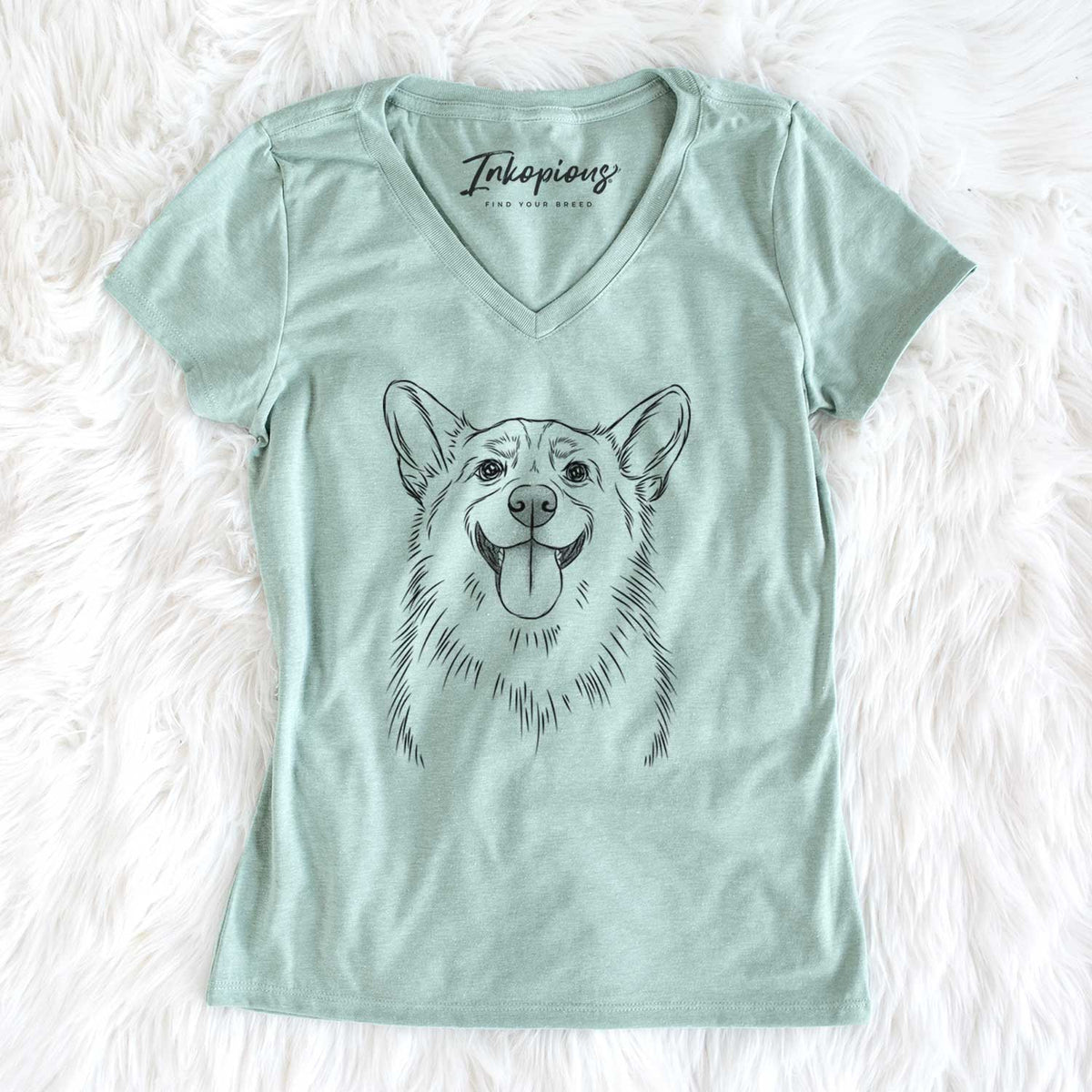 Bare Porter the Pembroke Welsh Corgi - Women&#39;s V-neck Shirt