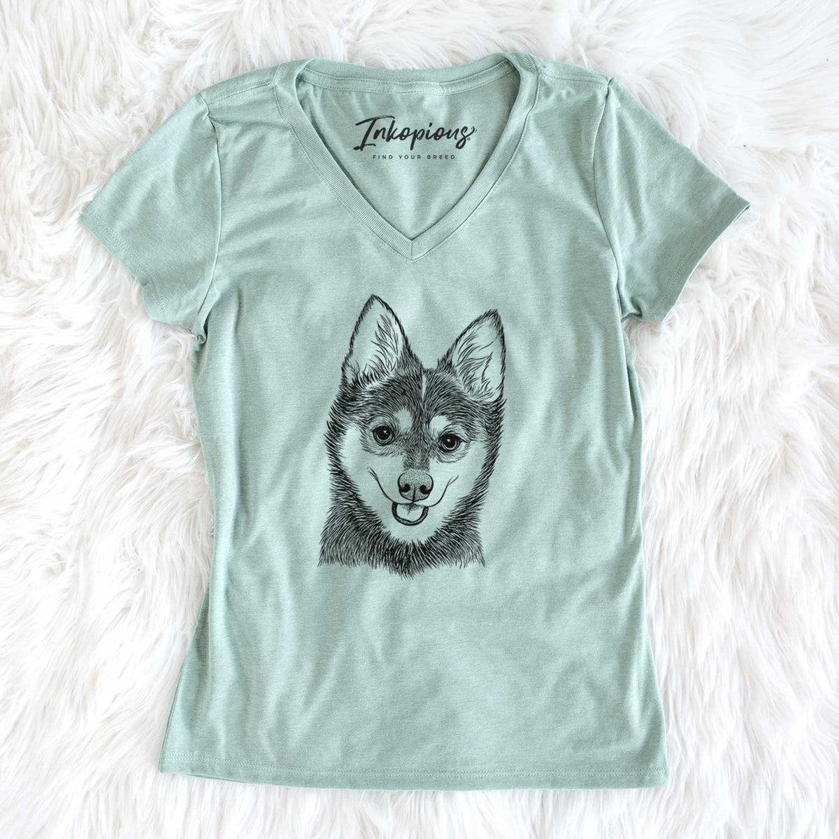 Bare Posey the Alaskan Klee Kai - Women&#39;s V-neck Shirt