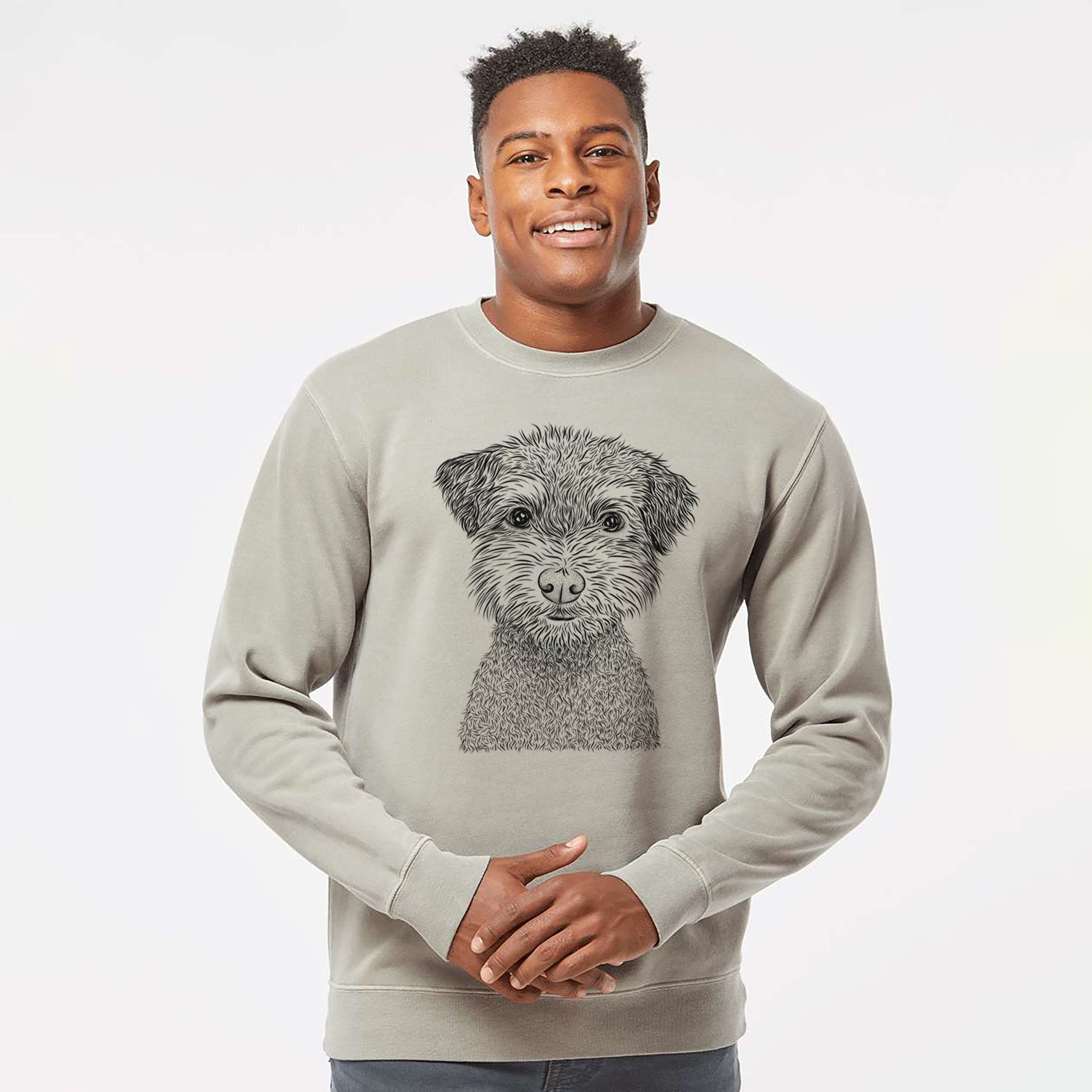 Bare Pretzel the Schnoodle - Unisex Pigment Dyed Crew Sweatshirt