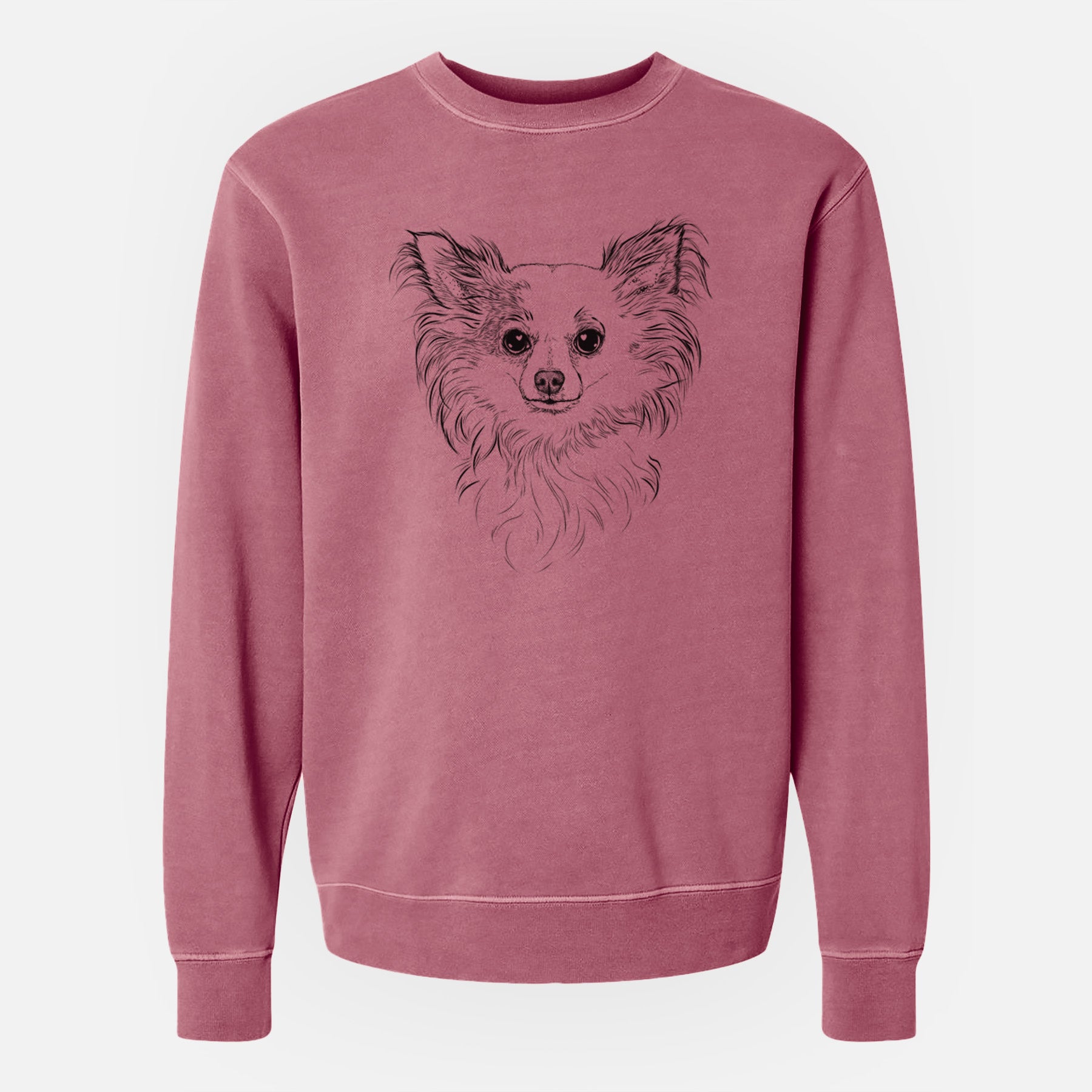 Bare Princess Ava the Long Haired Chihuahua - Unisex Pigment Dyed Crew Sweatshirt