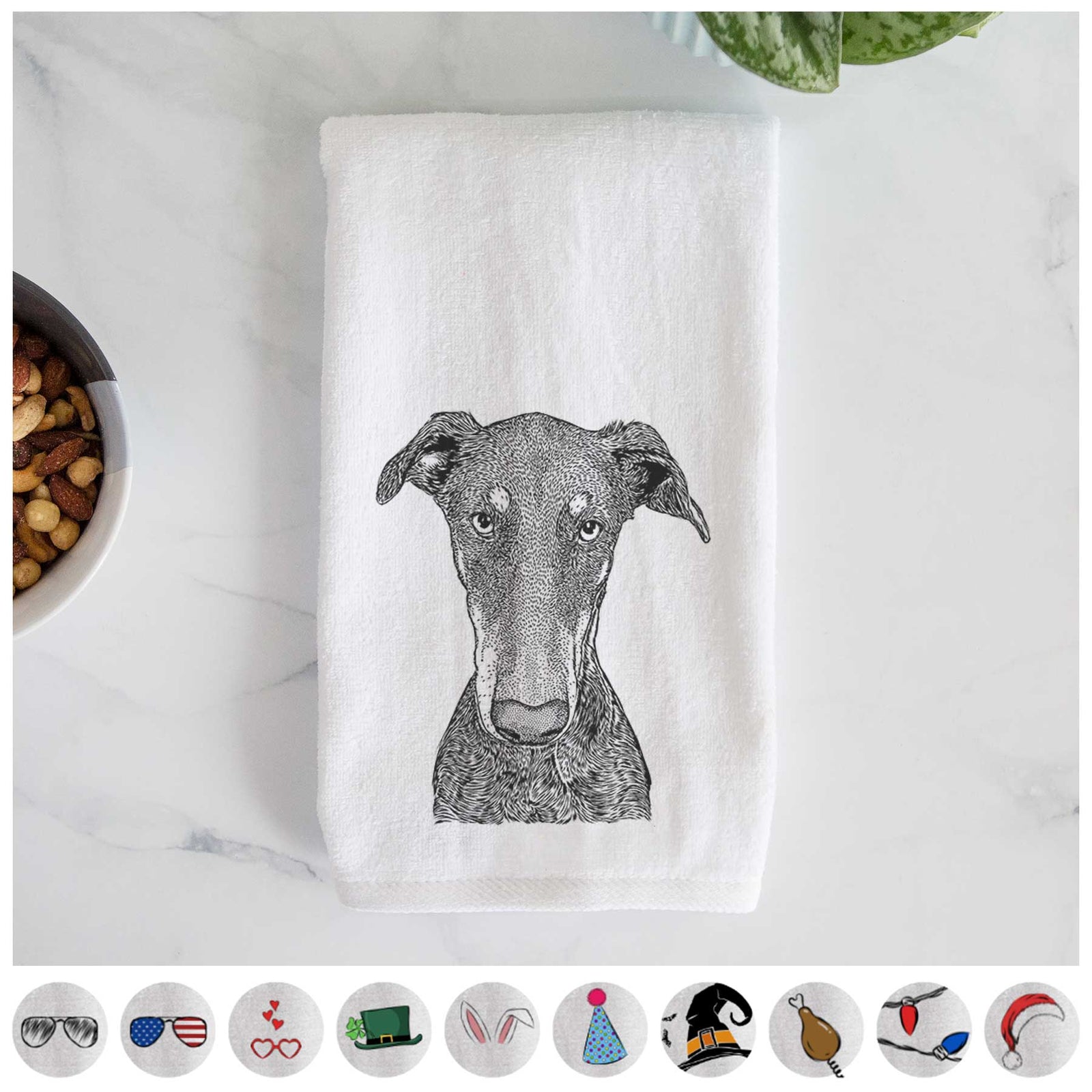 Princess Fiona the Doberman Pinscher Decorative Hand Towel