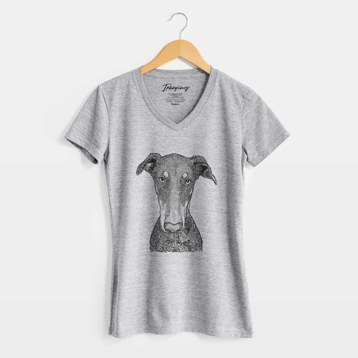 Bare Princess Fiona the Doberman Pinscher - Women's V-neck Shirt