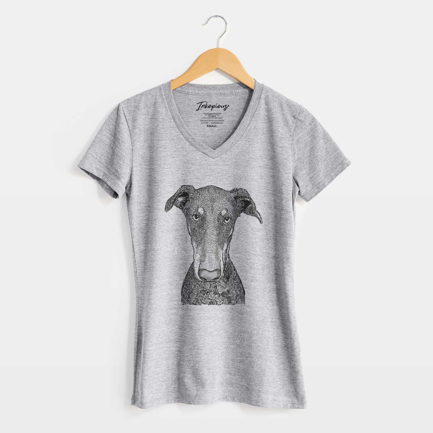 Bare Princess Fiona the Doberman Pinscher - Women's V-neck Shirt