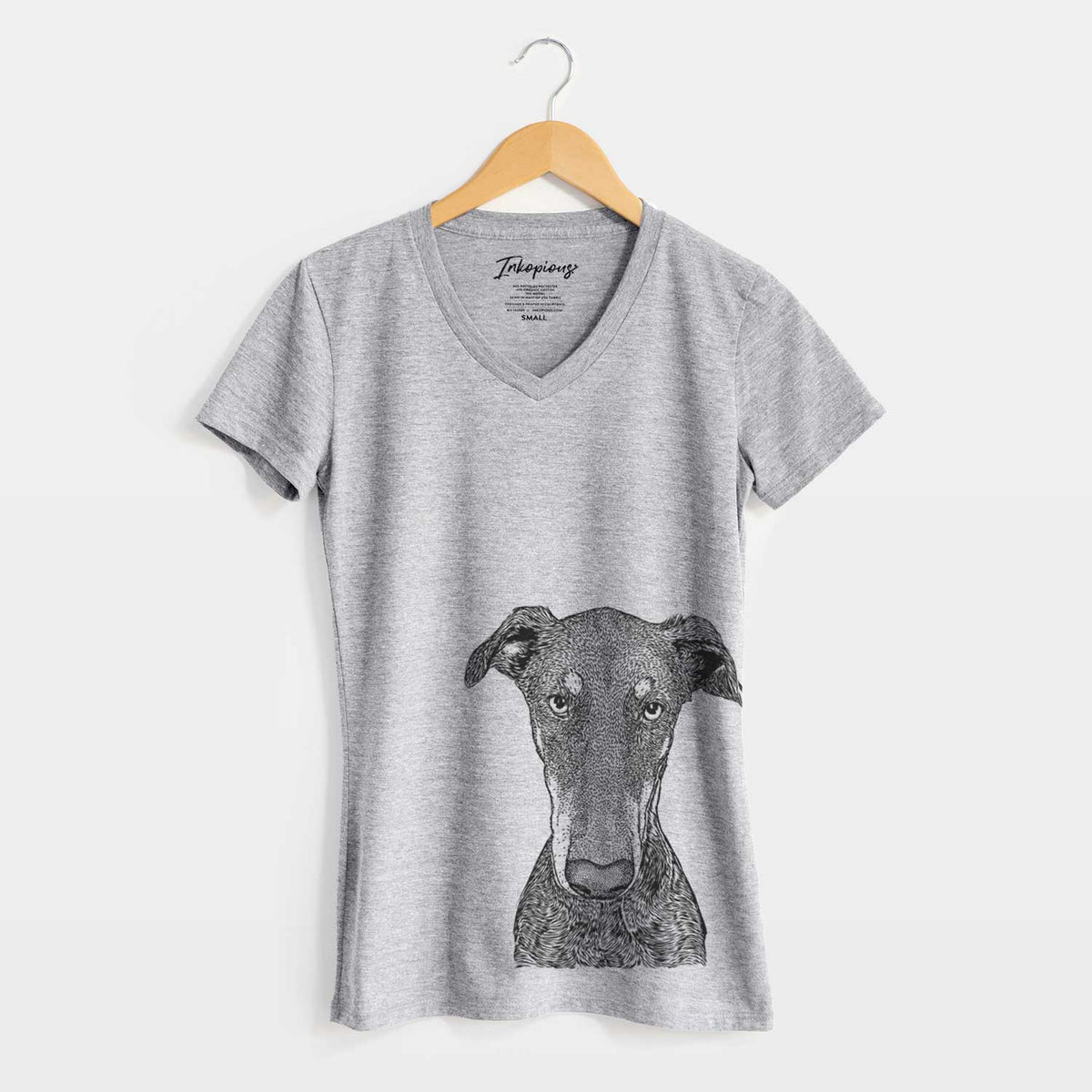 Bare Princess Fiona the Doberman Pinscher - Women's V-neck Shirt
