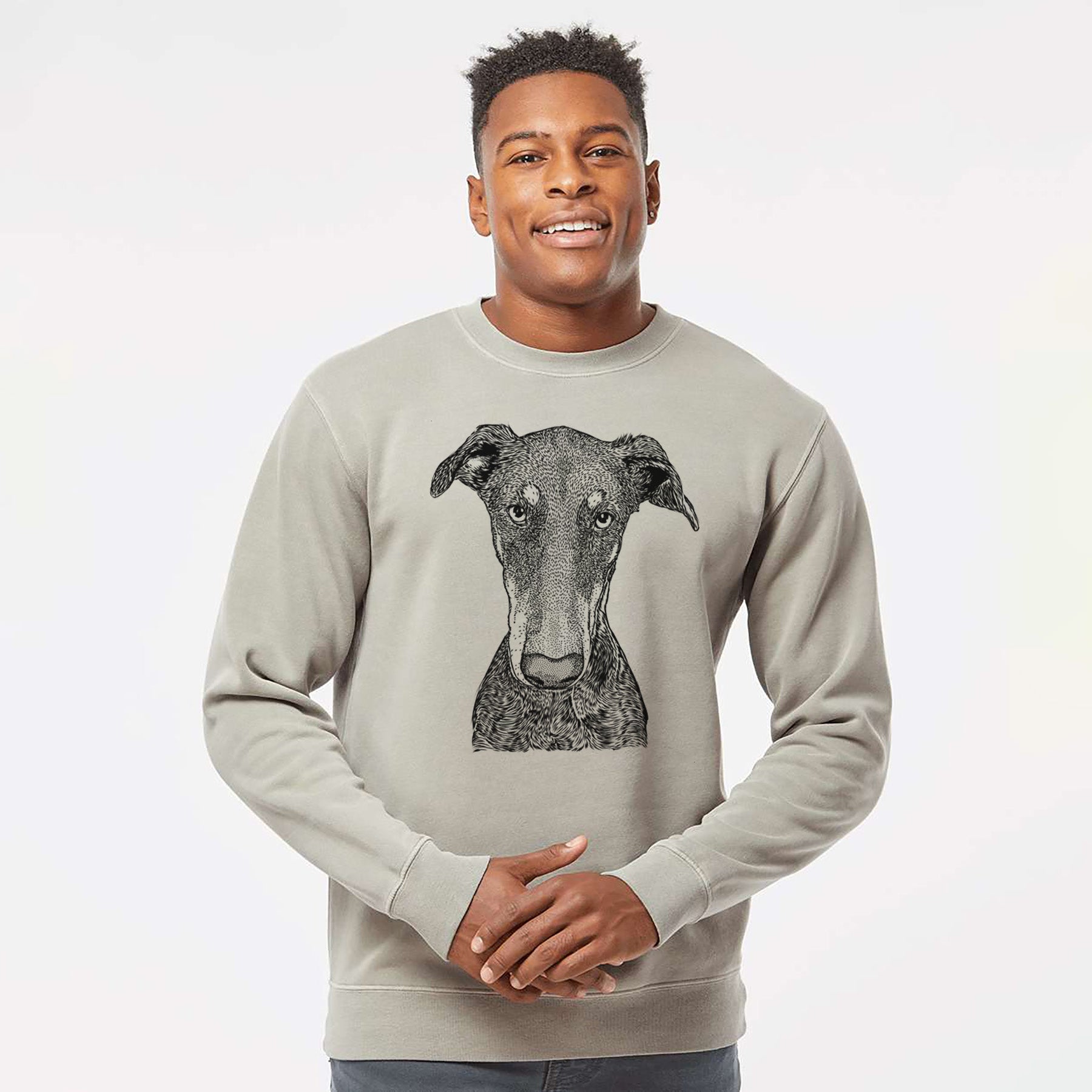 Bare Princess Fiona the Doberman Pinscher - Unisex Pigment Dyed Crew Sweatshirt