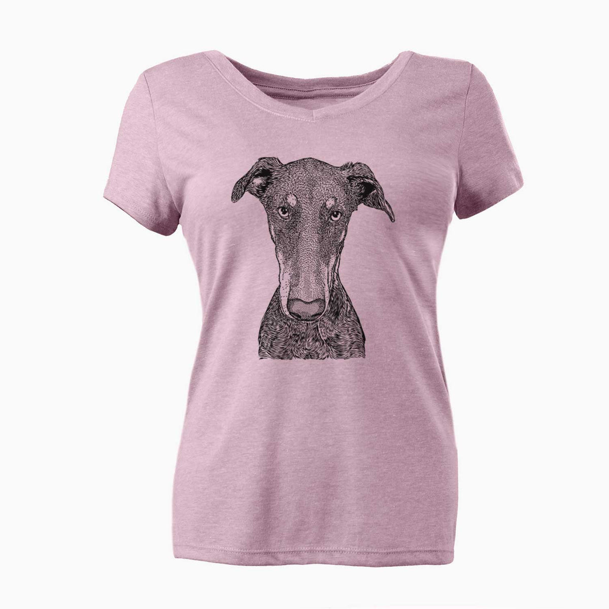 Bare Princess Fiona the Doberman Pinscher - Women's V-neck Shirt