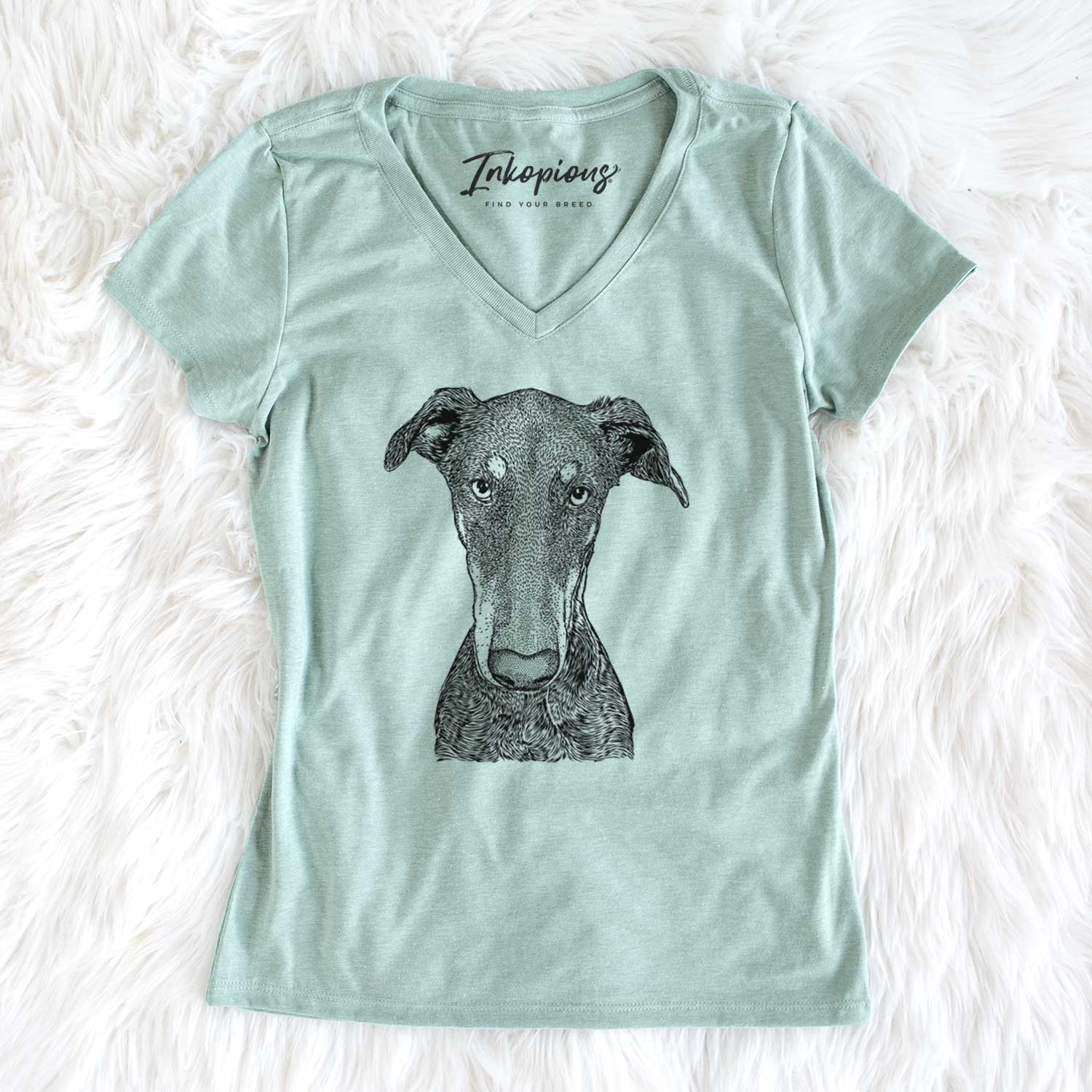 Bare Princess Fiona the Doberman Pinscher - Women's V-neck Shirt