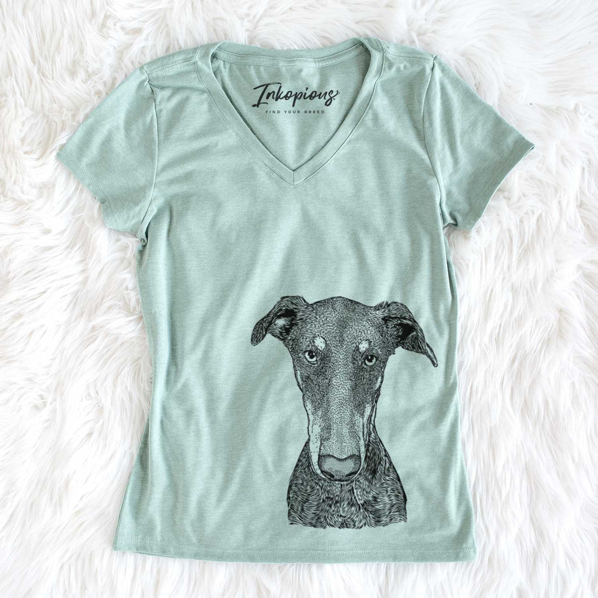 Bare Princess Fiona the Doberman Pinscher - Women's V-neck Shirt