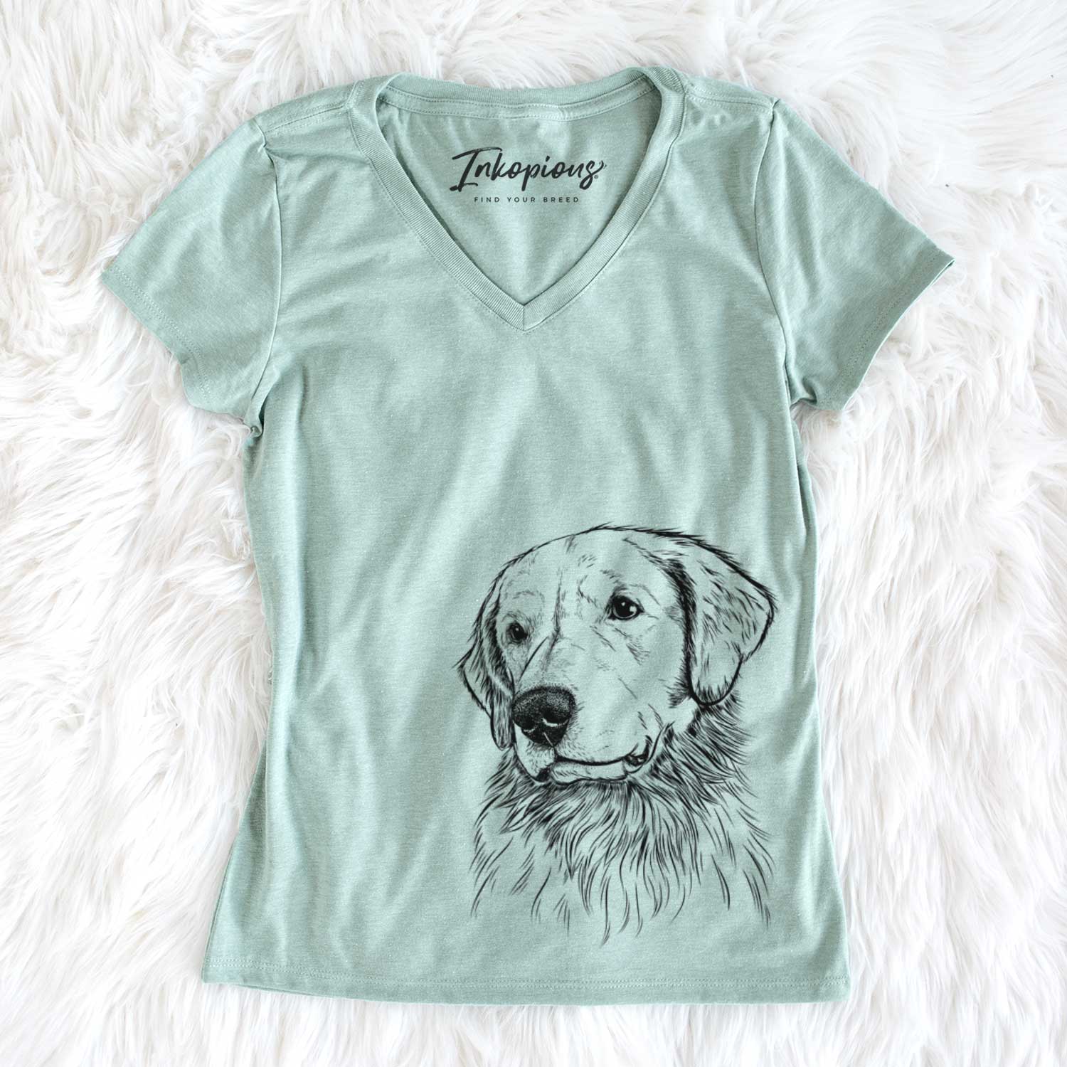 Bare Quinn the Golden Retriever - Women's V-neck Shirt