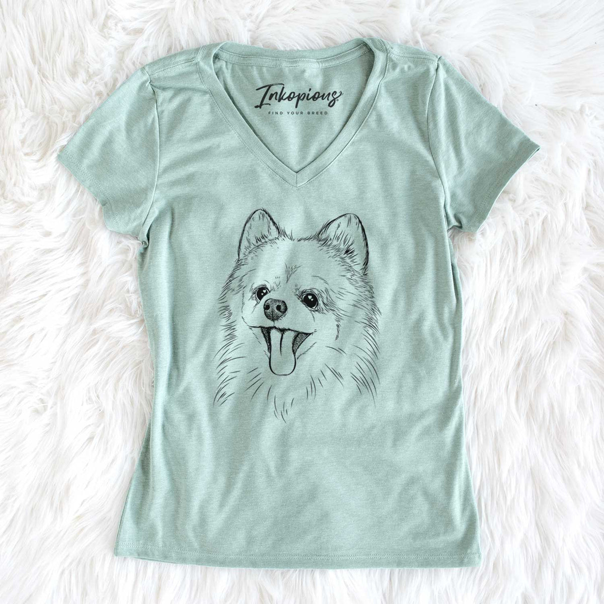 Bare Quinn the Pomeranian - Women's V-neck Shirt