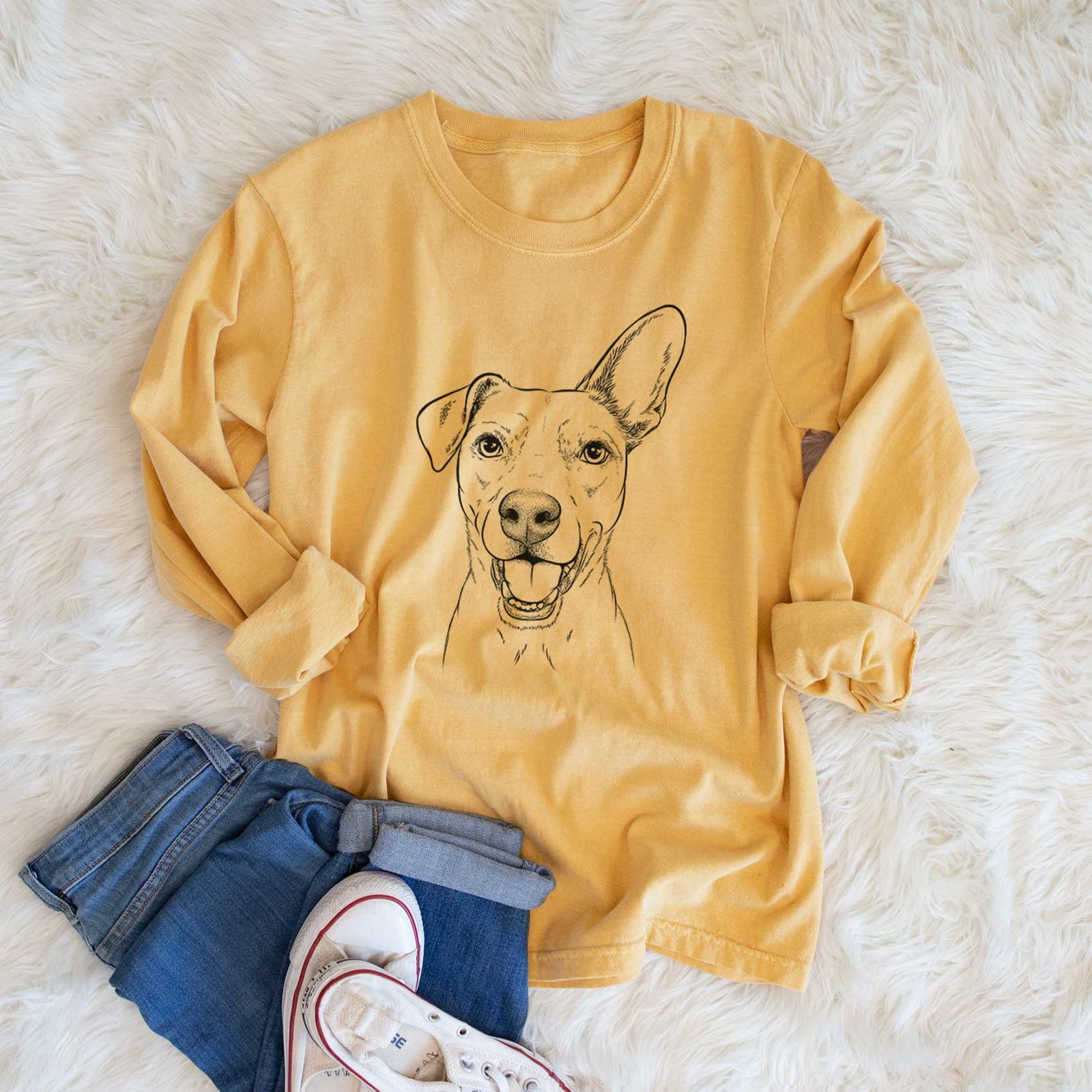 Bare Radar the Pitbull Mix - Heavyweight 100% Cotton Long Sleeve