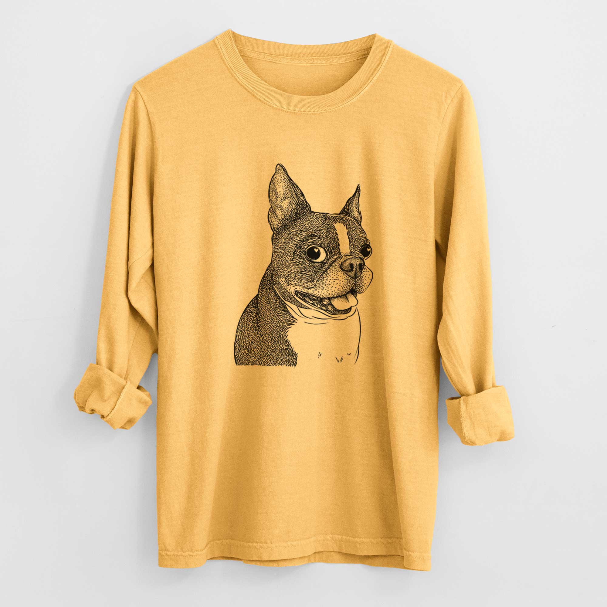 Bare Ralphie the Boston Terrier - Heavyweight 100% Cotton Long Sleeve