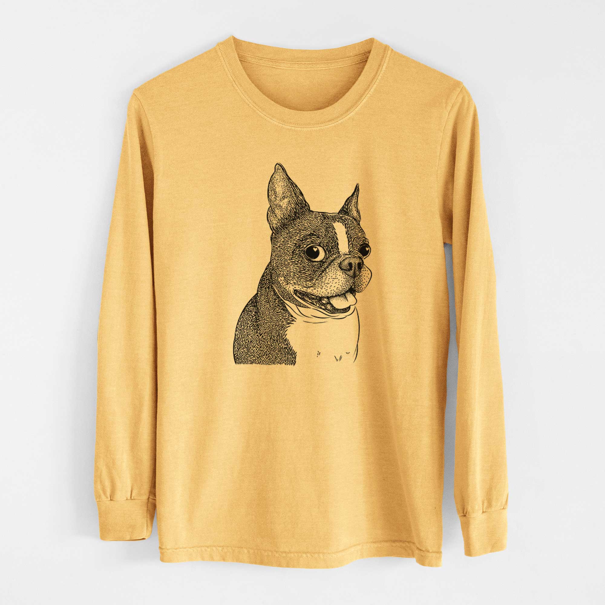 Bare Ralphie the Boston Terrier - Heavyweight 100% Cotton Long Sleeve