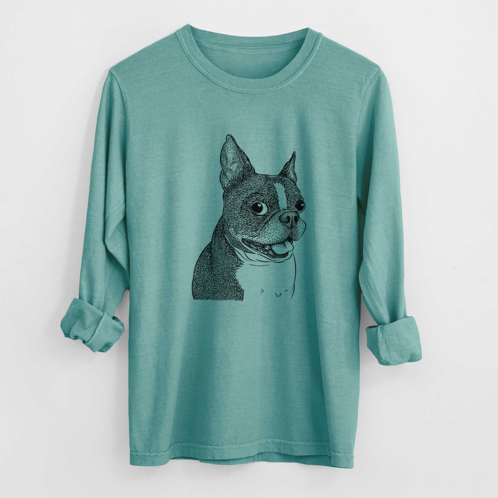 Bare Ralphie the Boston Terrier - Heavyweight 100% Cotton Long Sleeve