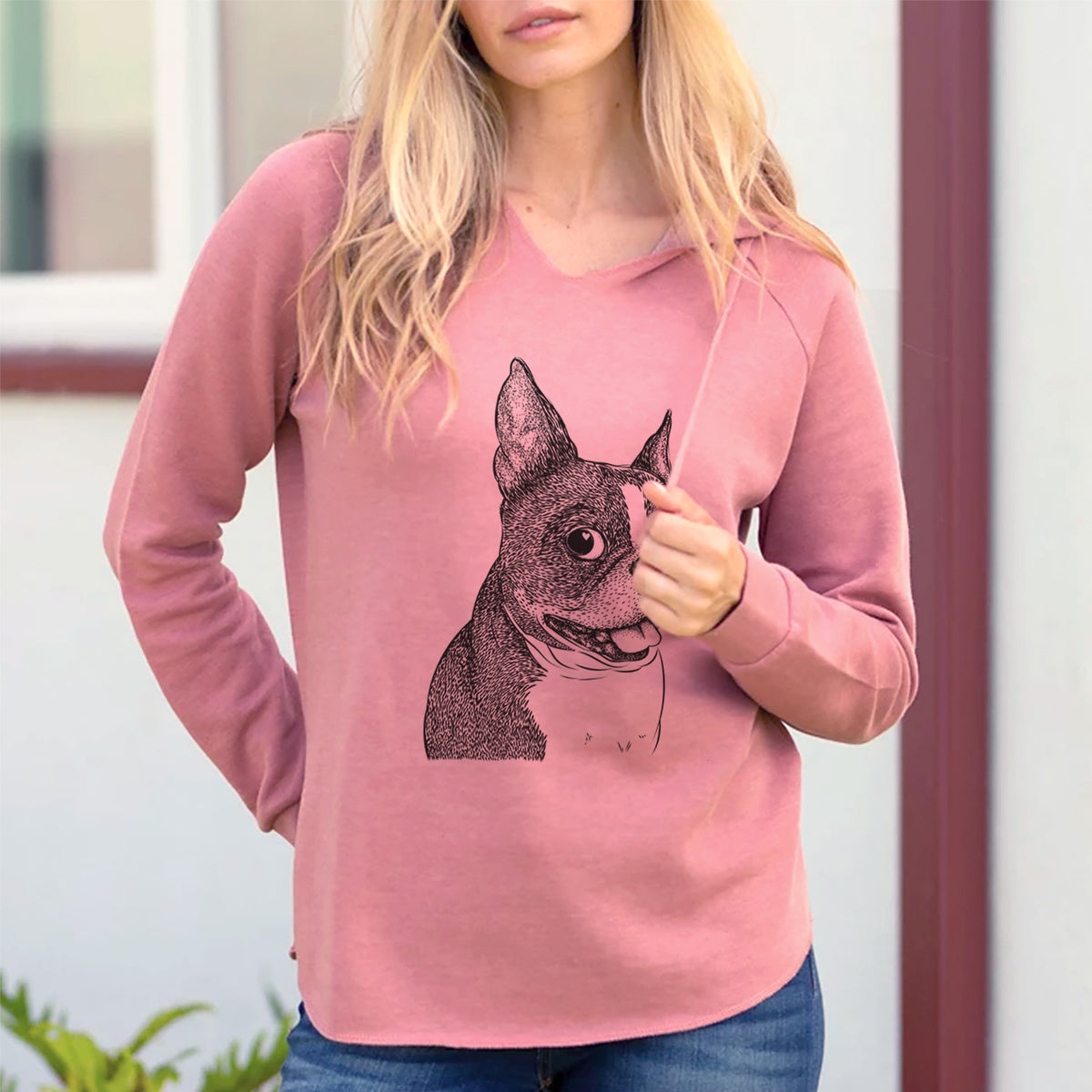 Bare Ralphie the Boston Terrier - Cali Wave Hooded Sweatshirt