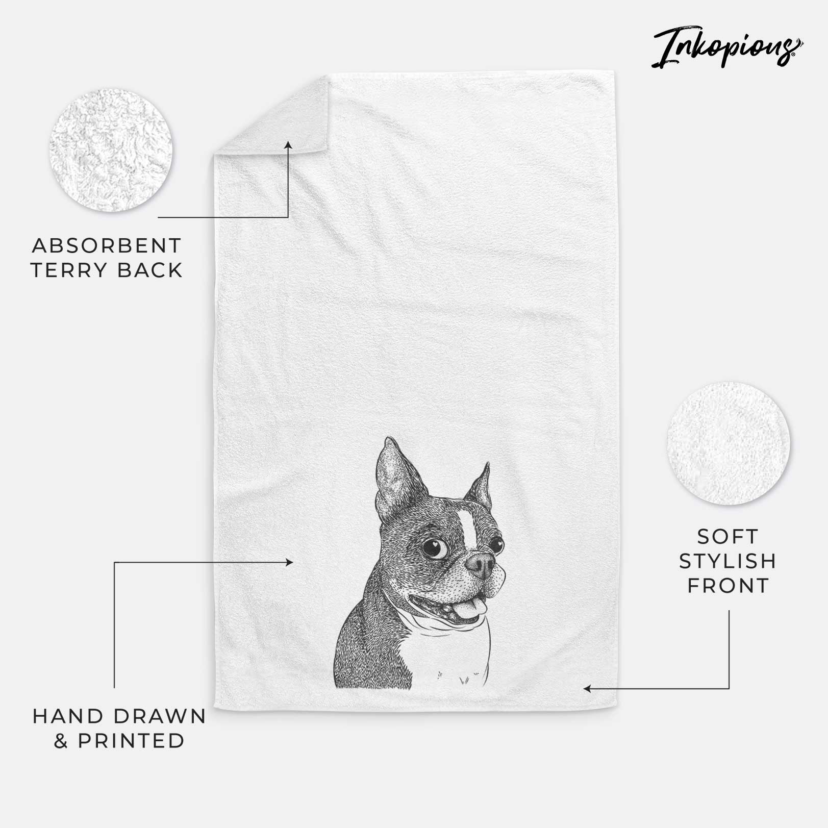 Ralphie the Boston Terrier Decorative Hand Towel