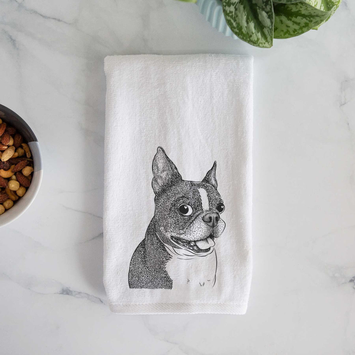 Ralphie the Boston Terrier Decorative Hand Towel
