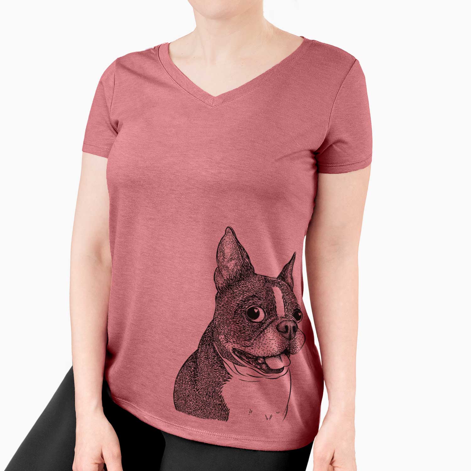 Bare Ralphie the Boston Terrier - Women's V-neck Shirt