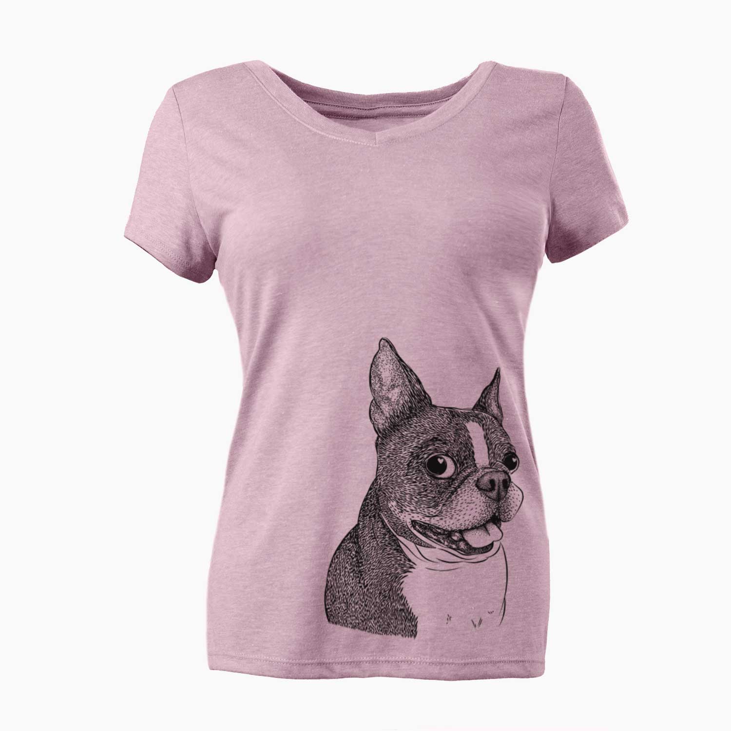 Bare Ralphie the Boston Terrier - Women's V-neck Shirt