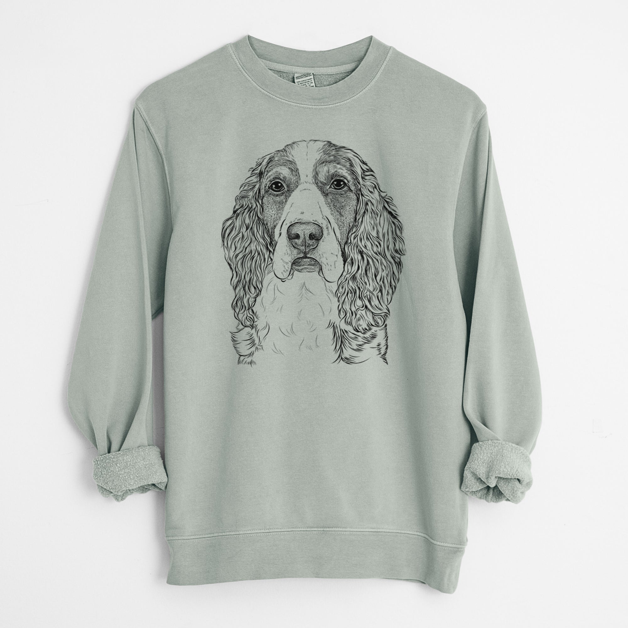 Bare Red the English Springer Spaniel - Unisex Pigment Dyed Crew Sweatshirt