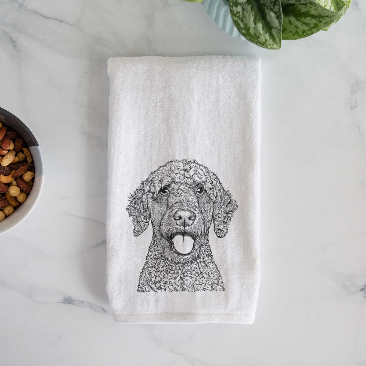 Reina the Spanish Water Dog Decorative Hand Towel