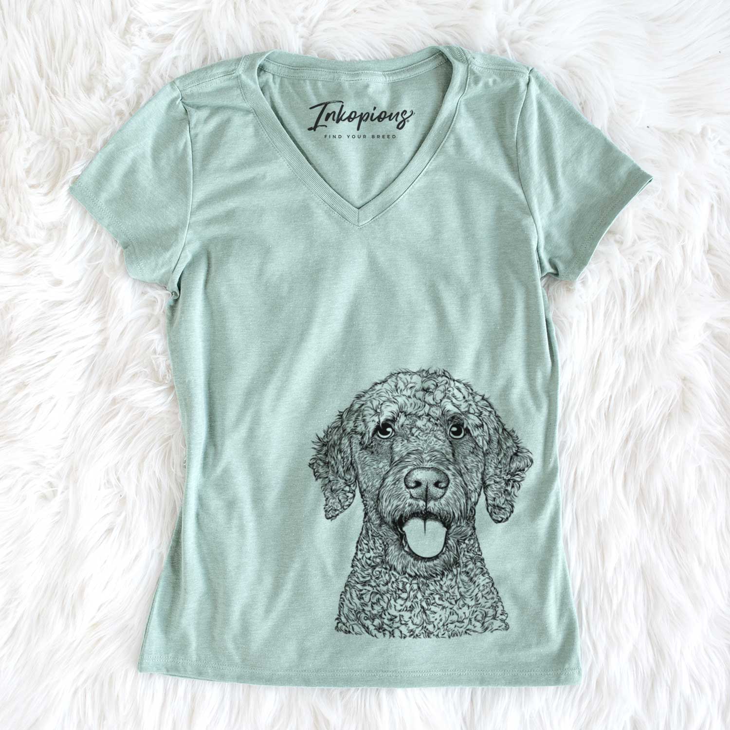 Bare Reina the Spanish Water Dog - Women's V-neck Shirt