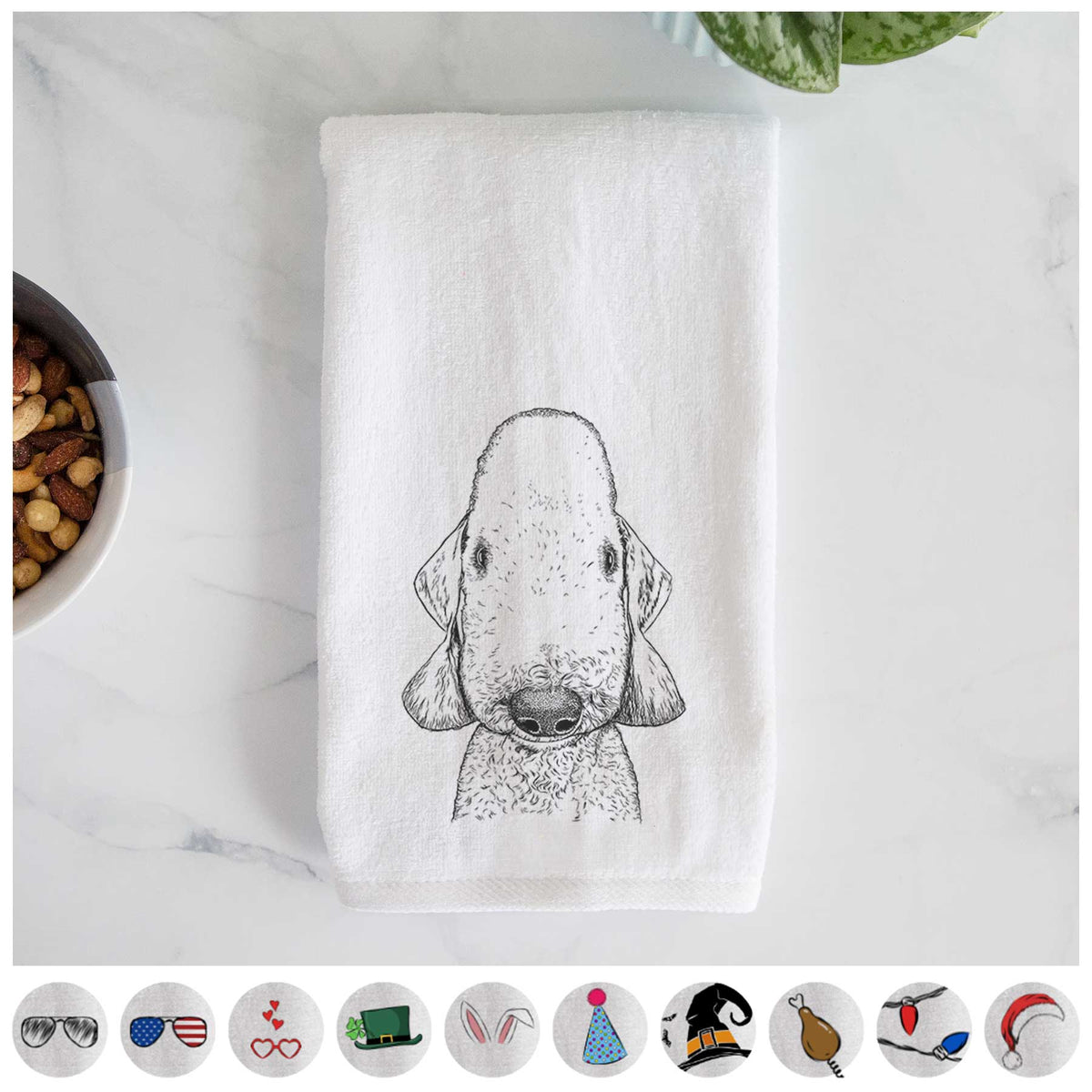 Remington the Bedlington Terrier Decorative Hand Towel