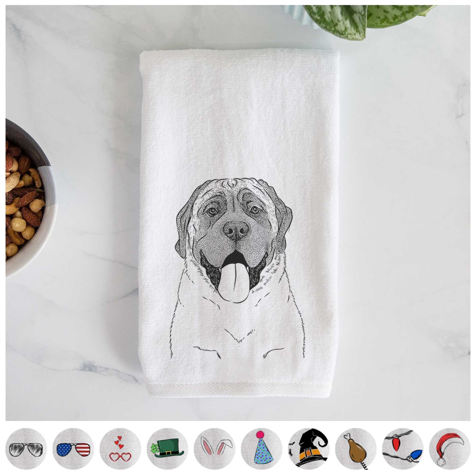 Remmie the English Mastiff Decorative Hand Towel