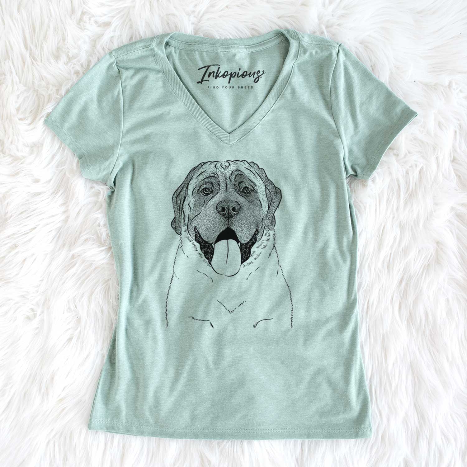 Bare Remmie the English Mastiff - Women's V-neck Shirt
