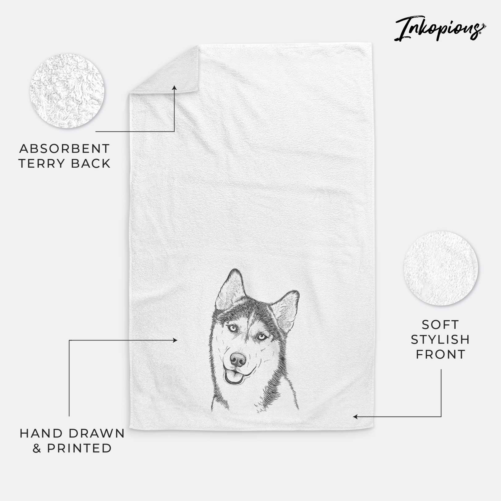 Remmie the Siberian Husky Decorative Hand Towel