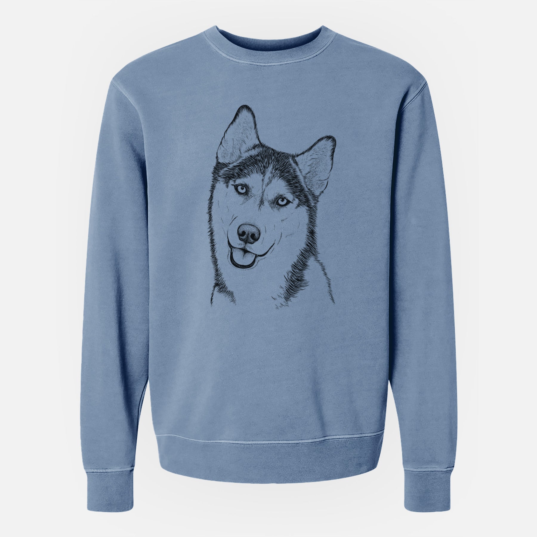 Bare Remmie the Siberian Husky - Unisex Pigment Dyed Crew Sweatshirt