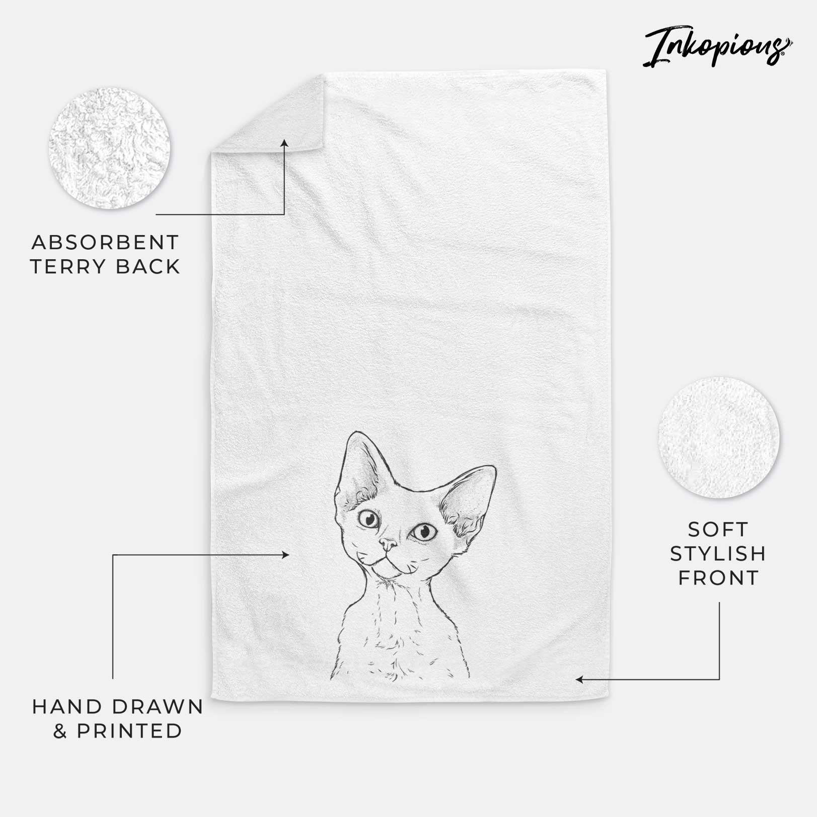 Ripley the Devon Rex Cat Decorative Hand Towel