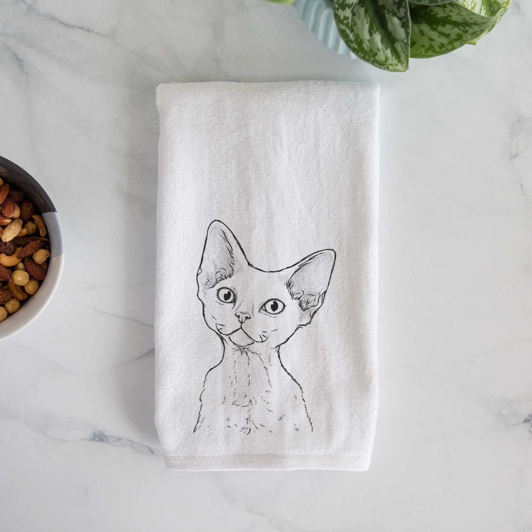 Ripley the Devon Rex Cat Decorative Hand Towel