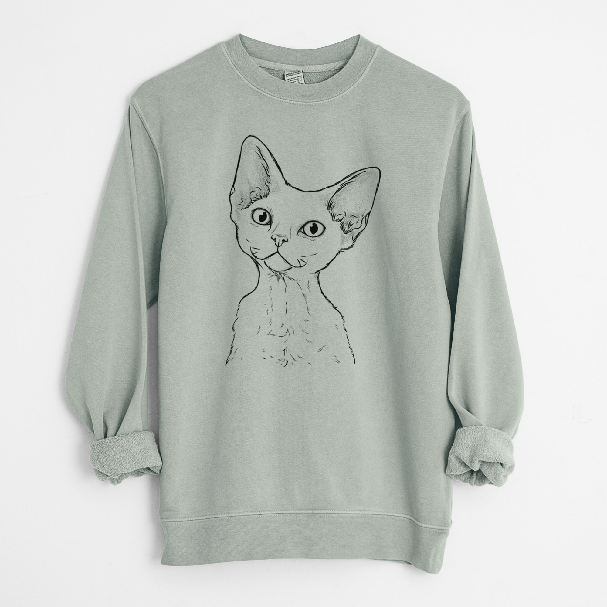 Bare Ripley the Devon Rex Cat - Unisex Pigment Dyed Crew Sweatshirt