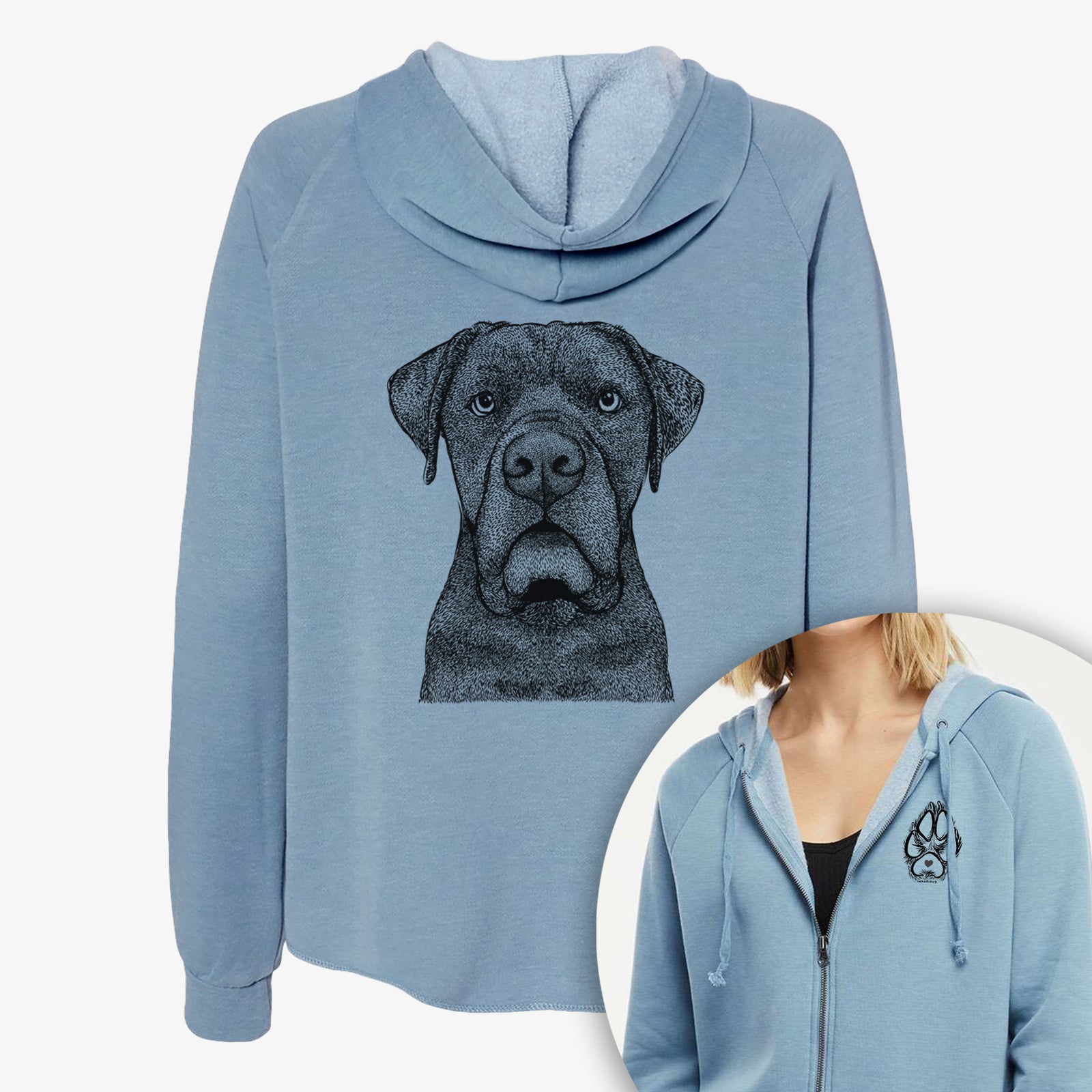 Rocco the Cane Corso - Women's Cali Wave Zip-Up Sweatshirt