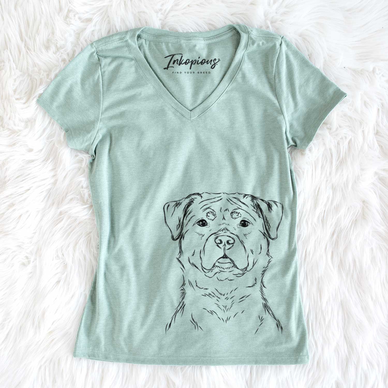 Bare Rocky the Rottweiler - Women's V-neck Shirt