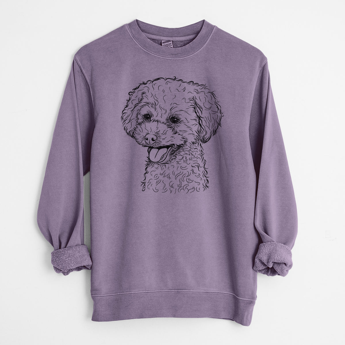 Bare Rocky the Teacup Poodle - Unisex Pigment Dyed Crew Sweatshirt