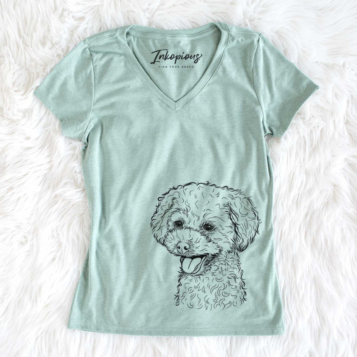 Bare Rocky the Teacup Poodle - Women's V-neck Shirt