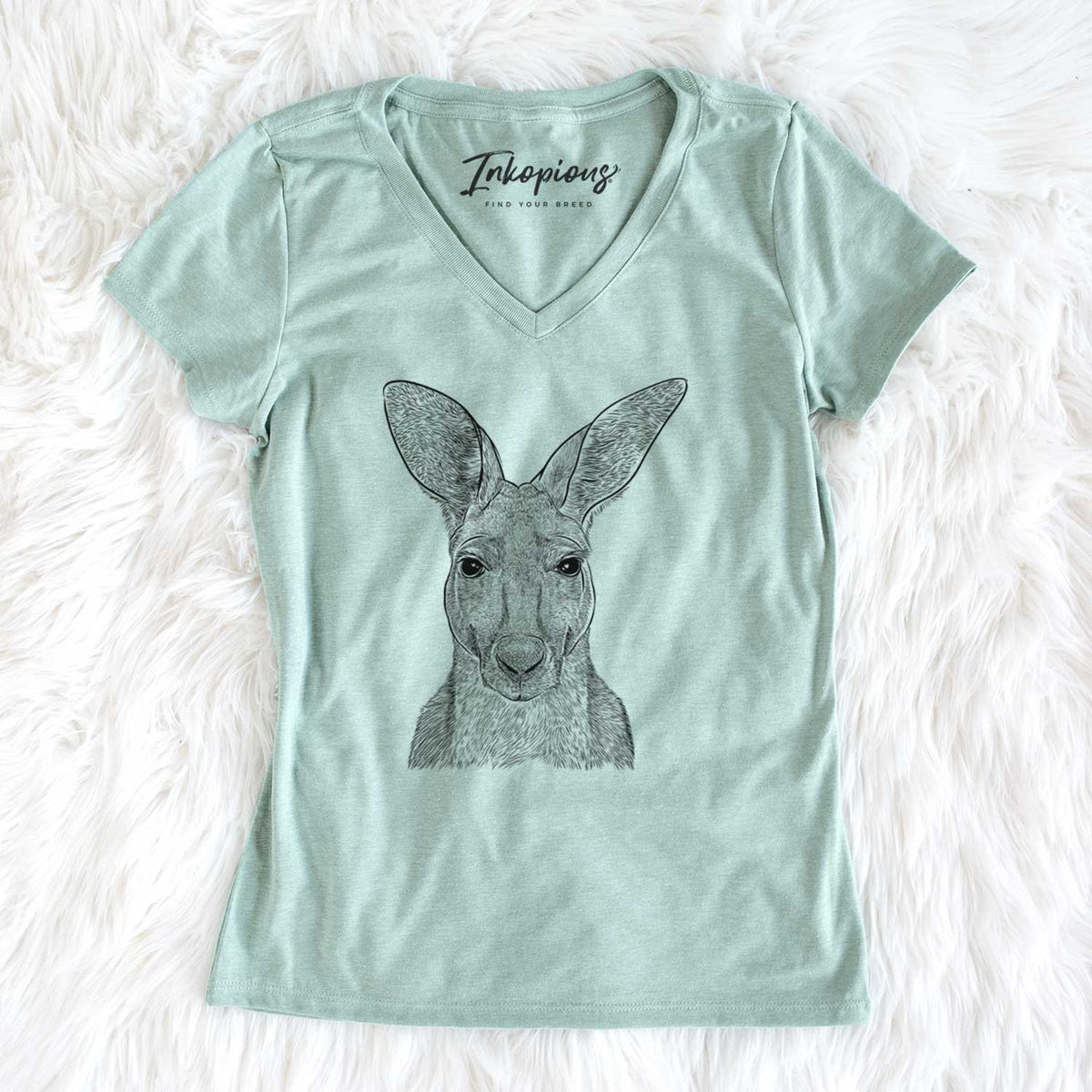 Bare Roger the Red Kangaroo - Women&#39;s V-neck Shirt