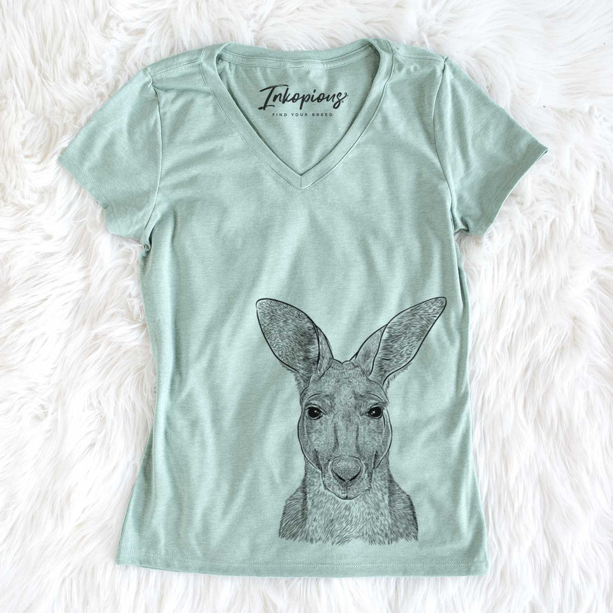 Bare Roger the Red Kangaroo - Women's V-neck Shirt